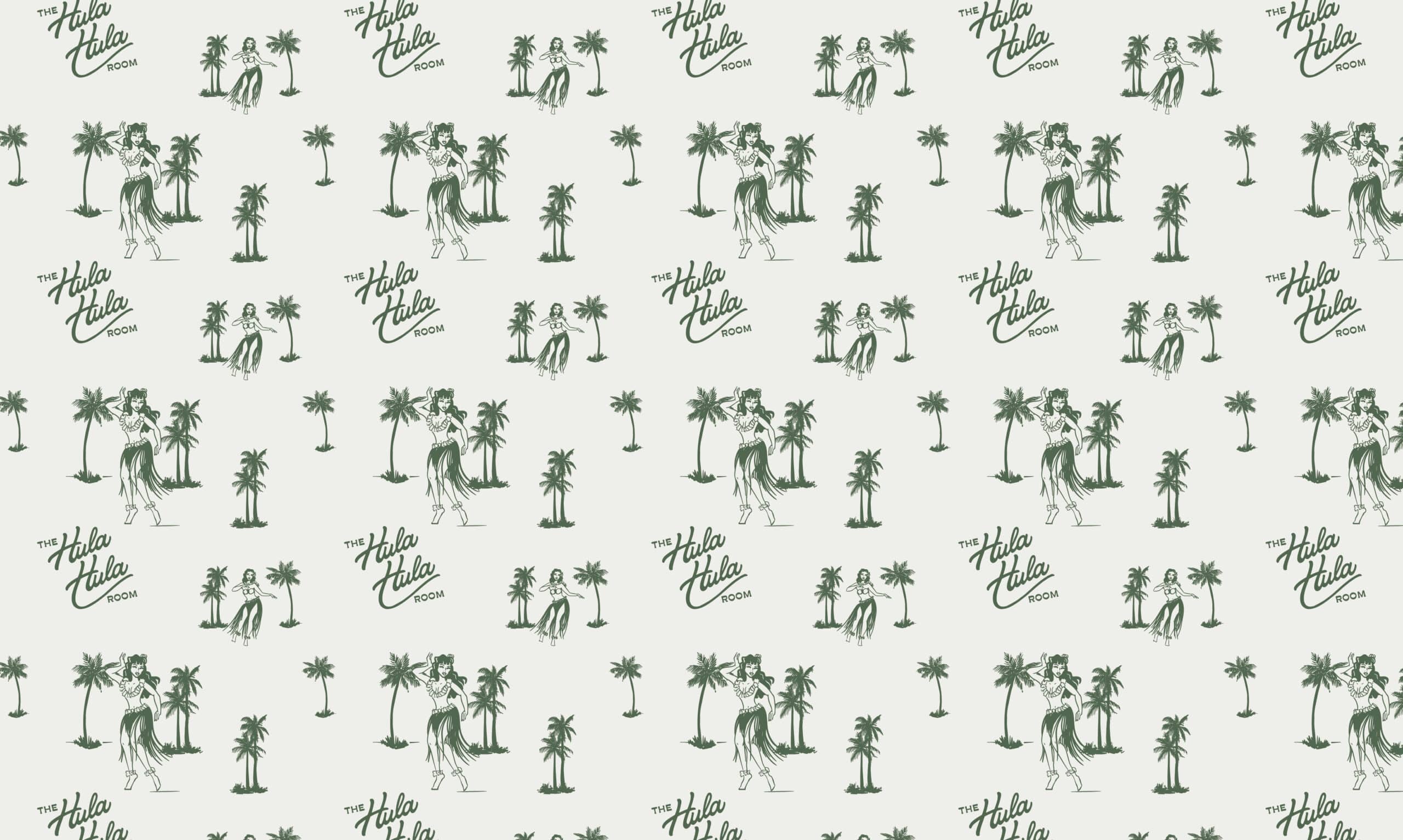 Tropical pattern for The Hula Hula Room Tiki Bar in Torrance California designed by Stellen Design logo design and branding agency in Los Angeles California specializing in logo design for hospitality brands