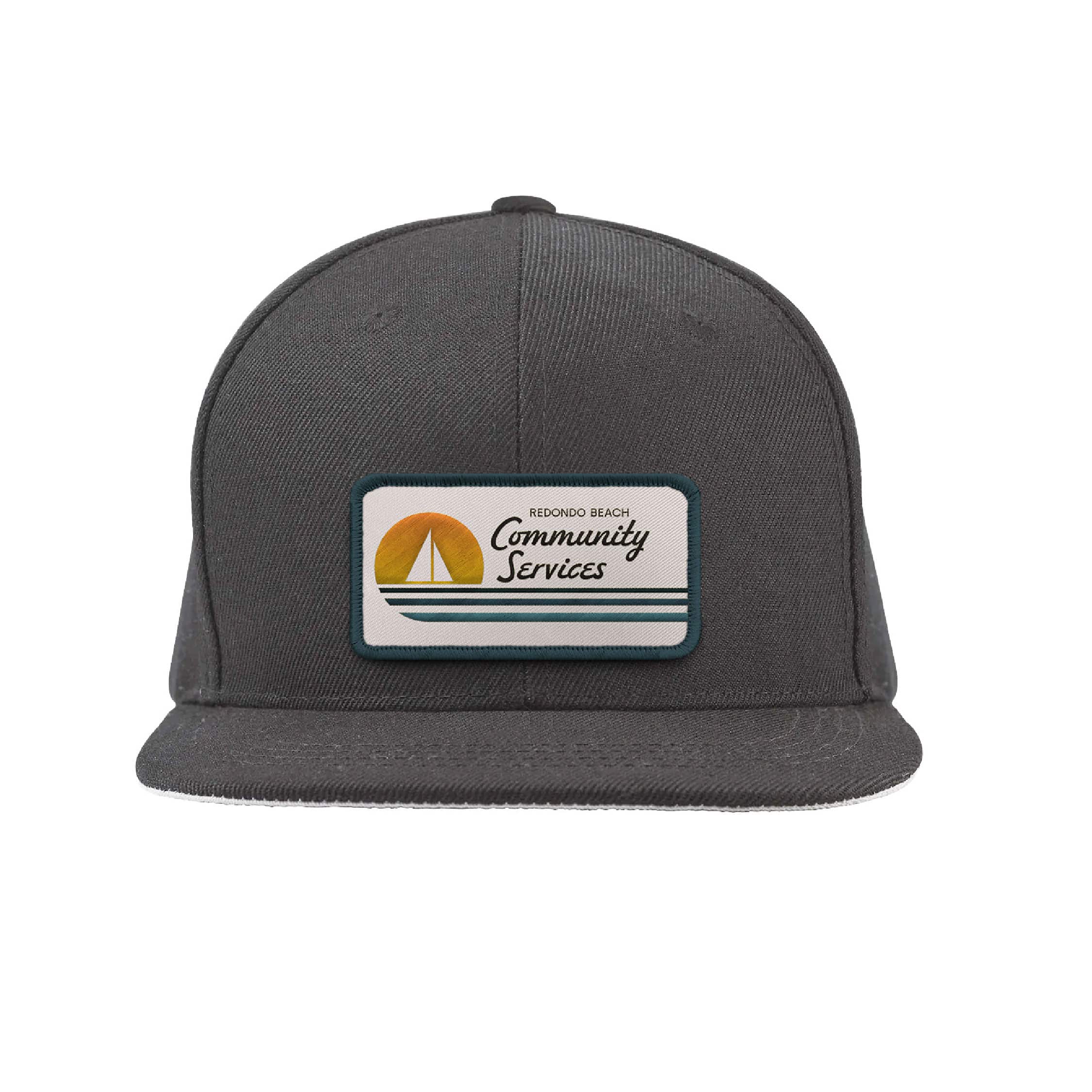 New Redondo Beach logo incorporated as a creative asset on a trucker hat, developed by Stellen Design Branding Agency.