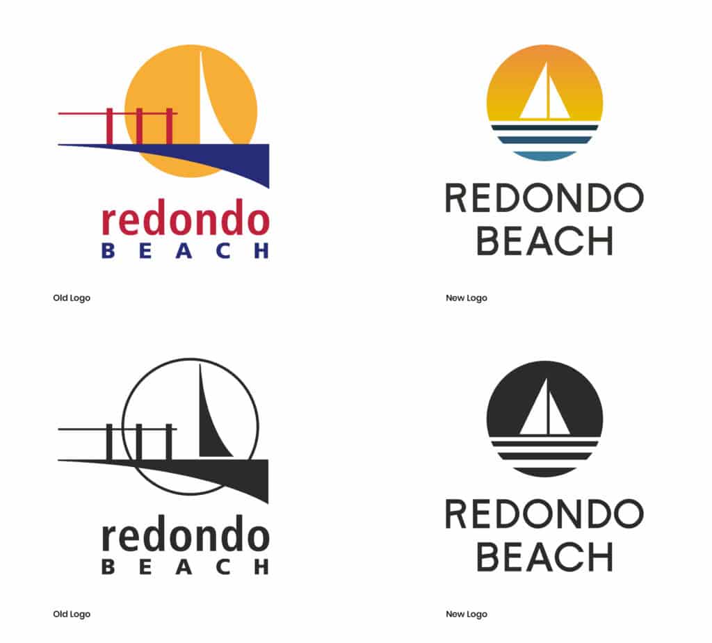 New city logo design for Redondo Beach, California, emphasizing professional branding and brand design services by Stellen Design Branding Agency.