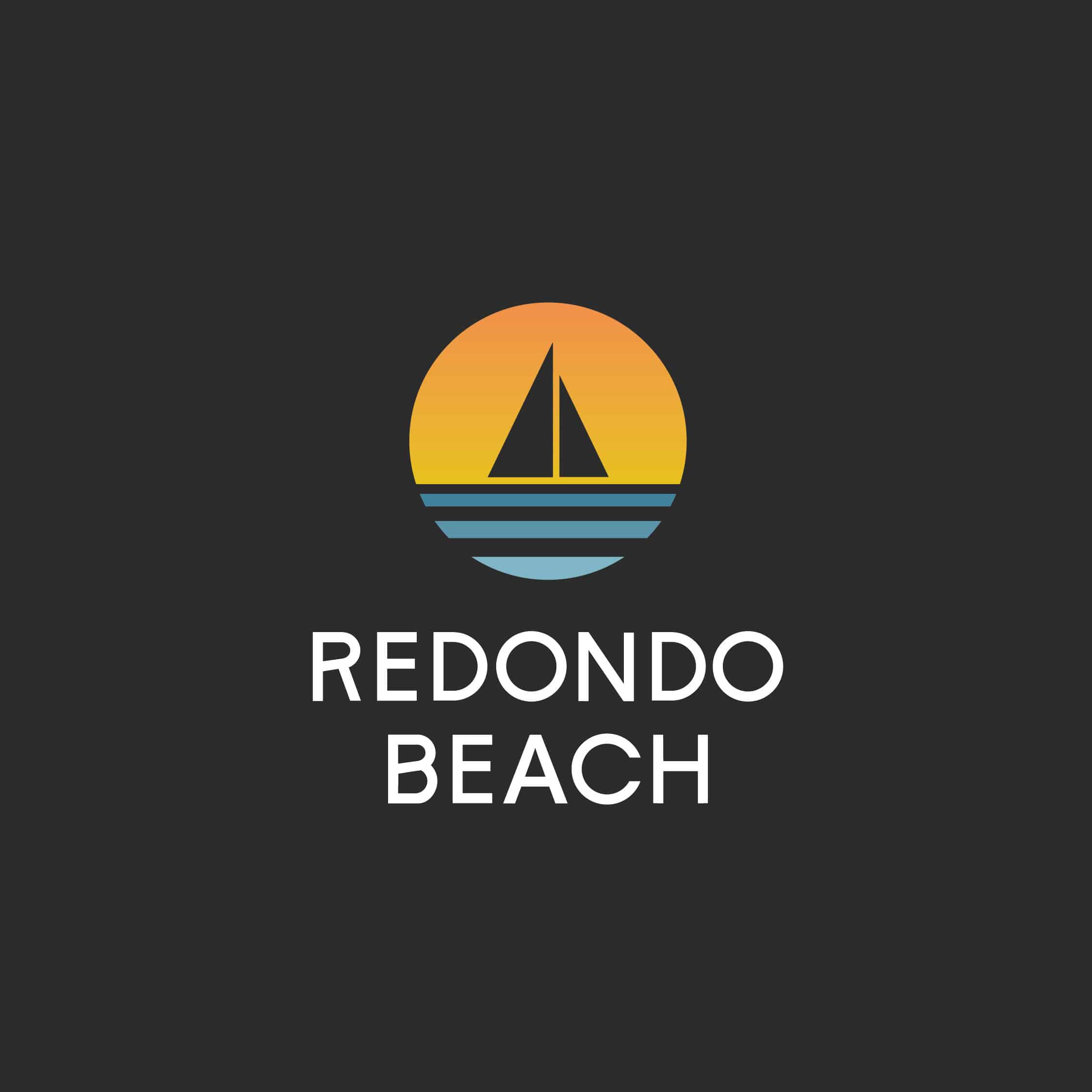 Redondo Beach Logo Design by Stellen Design in Los Angeles California featuring a sun and sail boat reflective of the city